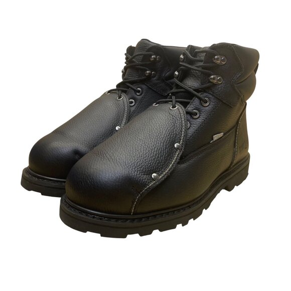 Iron Age Mens Black Leather Work Boots ASTM Steel Toe Slip-Resistant Size 10M main image 5